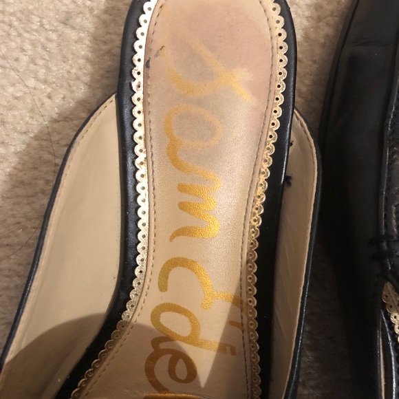 Sam Edelman Linnie Black Leather Preppy Mules with Gold Accent size 7 - Picture 4 of 5
